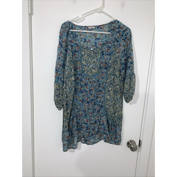 Indigo Tops - Indigo Boho Tunic High Low Large Oversized Prairie Artsy